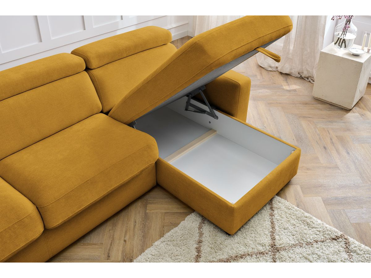Canapé d'angle réversible convertible coffre MONACO tissu lisse
