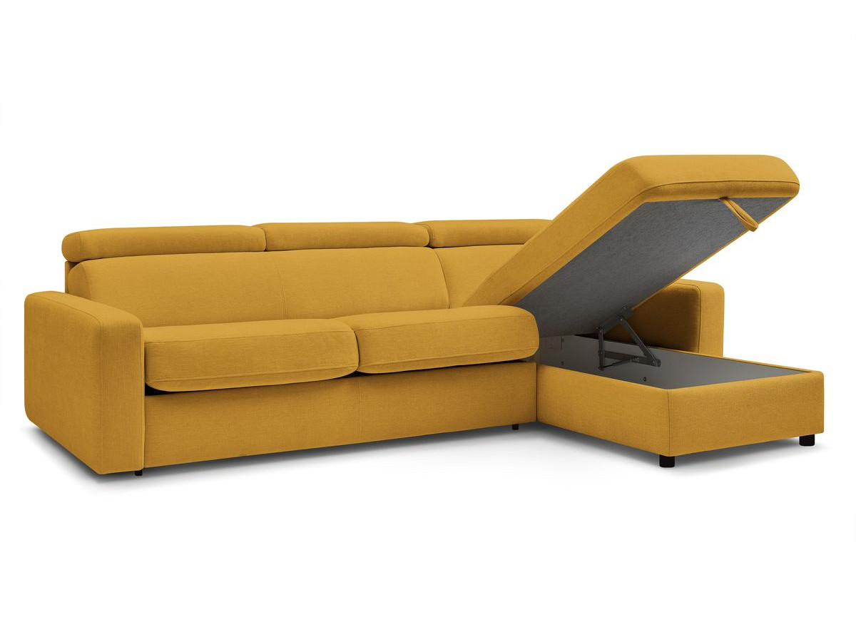 Canapé d'angle réversible convertible coffre MONACO tissu lisse