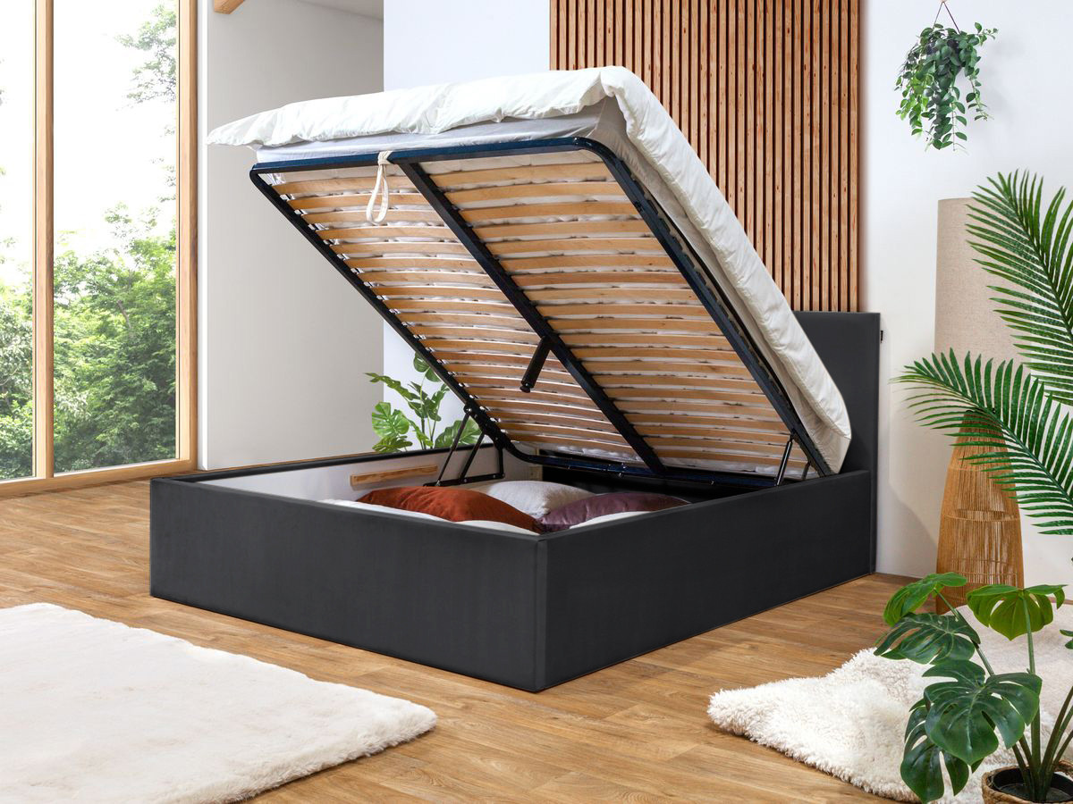 Lit coffre VIVARA rangement XL gris foncé — vue 4