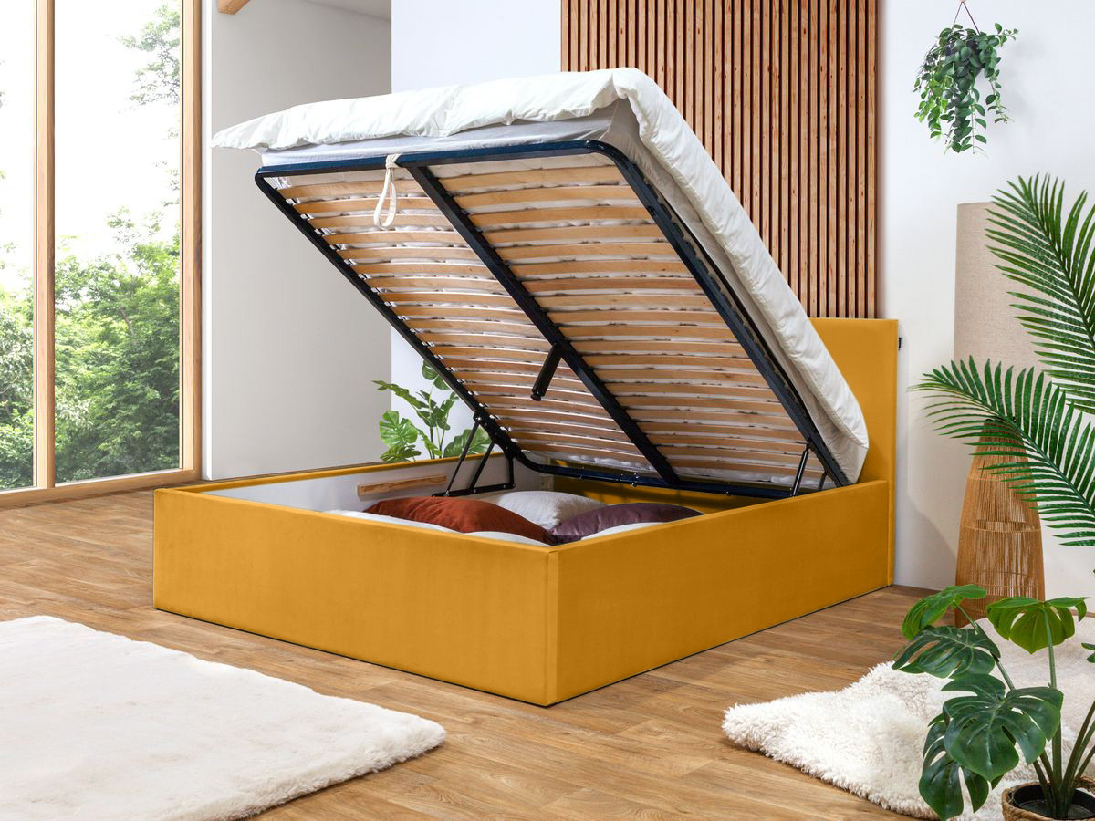 Lit coffre VIVARA rangement XL jaune — vue 4