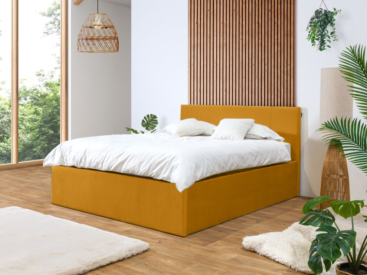 Lit coffre VIVARA rangement XL jaune