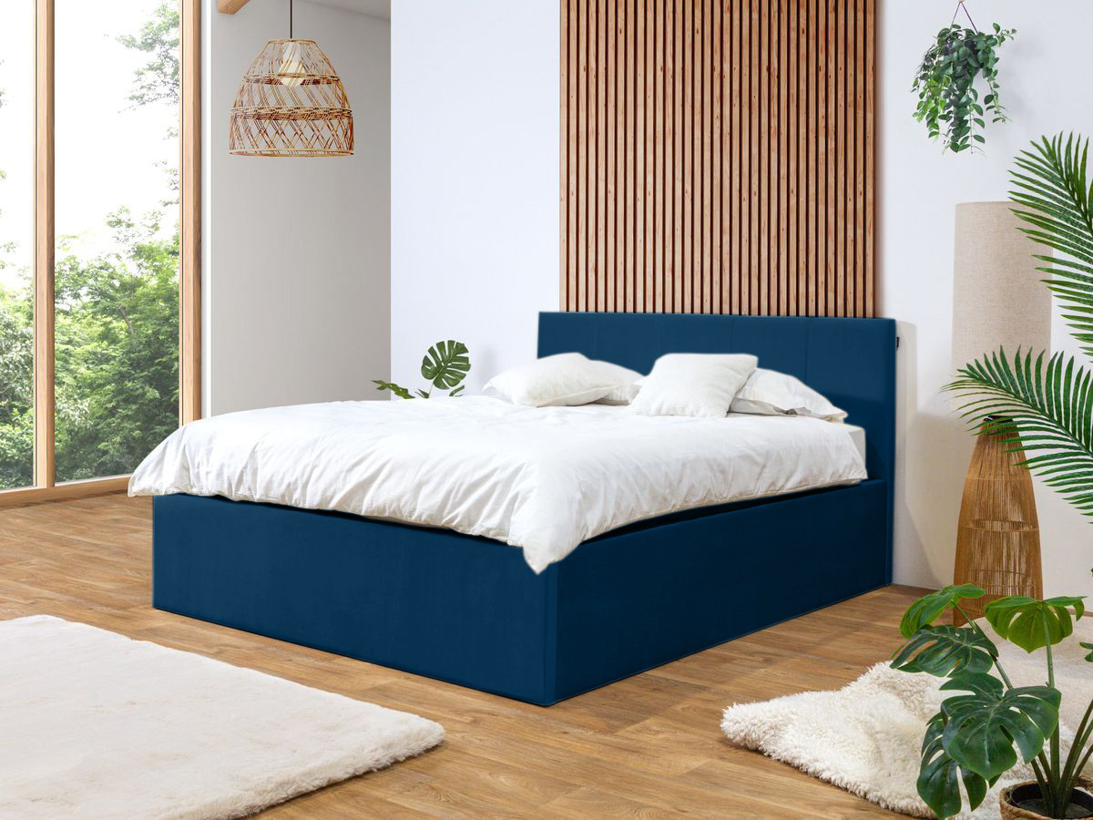 Lit coffre VIVARA rangement XL bleu foncé