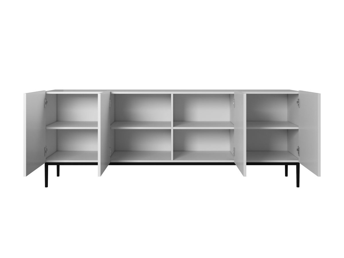 Ensemble KASHA avec Meuble TV 200 cm avec niche + Buffet 4 portes 200 cm pieds noirs blanc — vue 5