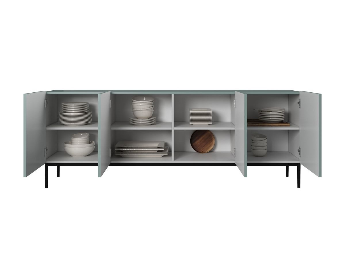 KASHA set met 200 cm tv-meubel + 200 cm 4-deurs dressoir met zwarte poten