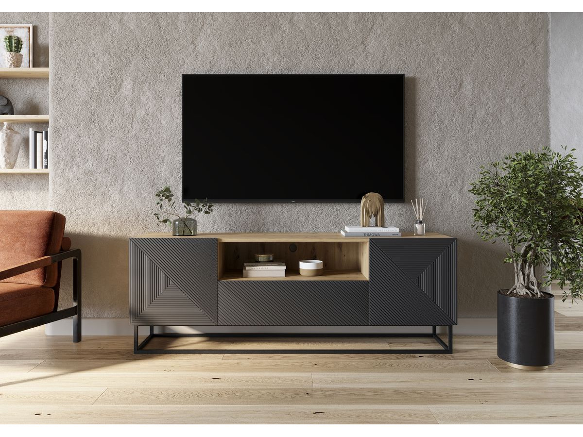Meuble TV 167 cm ELIA pieds en métal