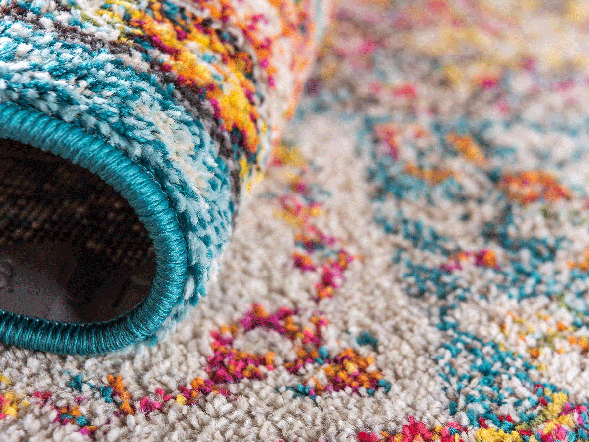 Tapis poils ras MIRA motif vintage