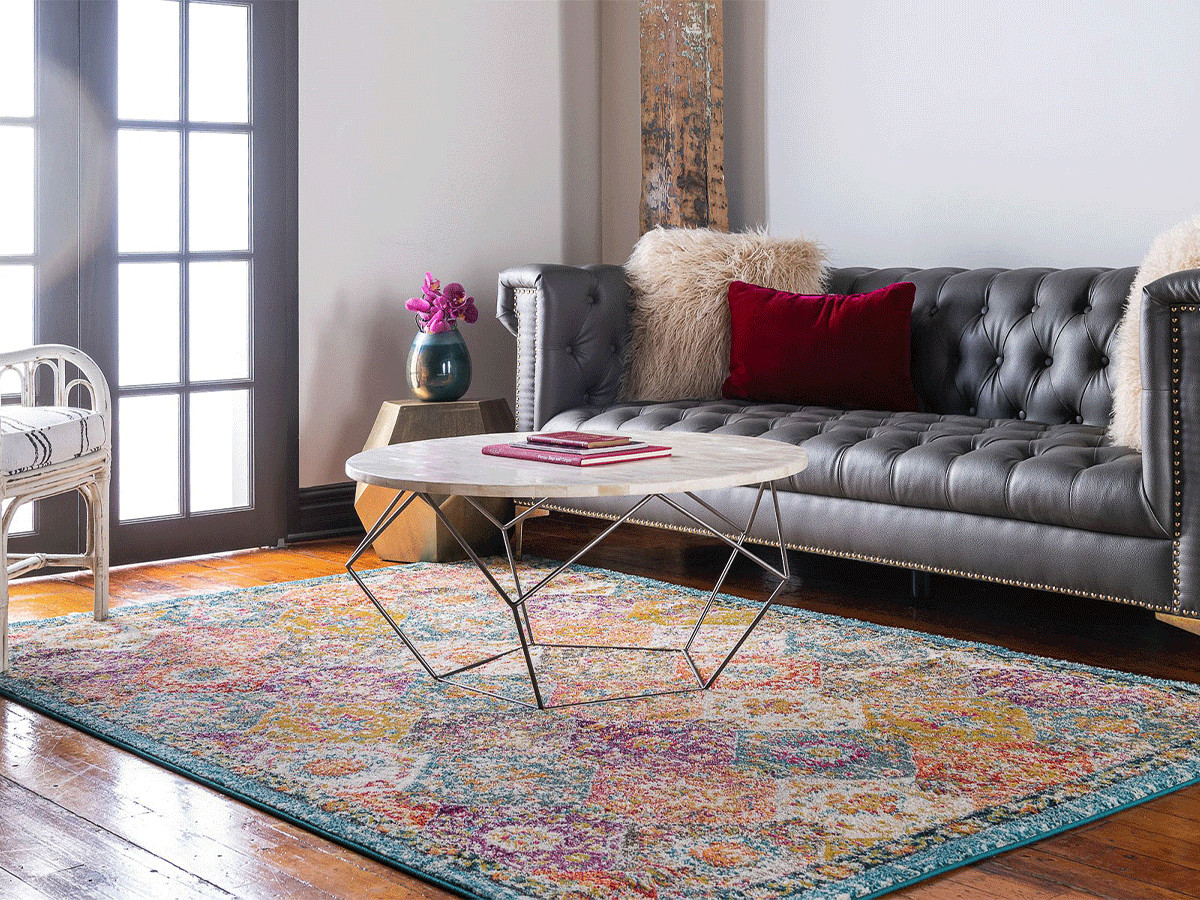 Tapis poils ras MIRA motif vintage