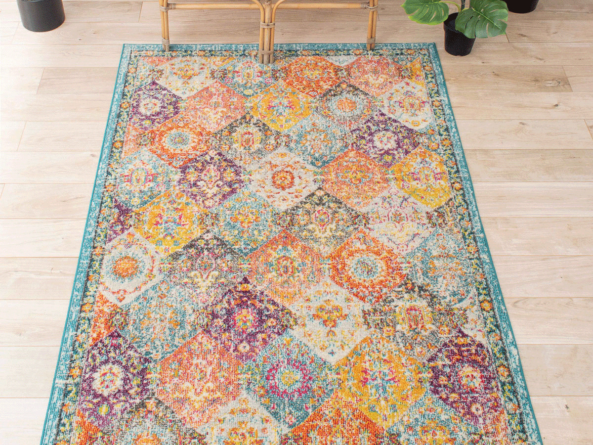 Tapis poils ras MIRA motif vintage