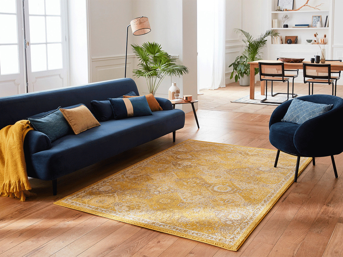 Tapis poils ras MIRA motif vintage