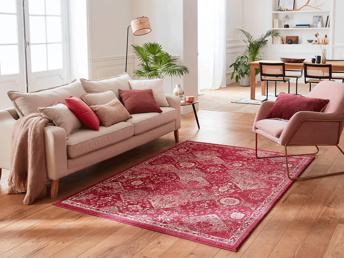 Tapis poils ras MIRA motif vintage