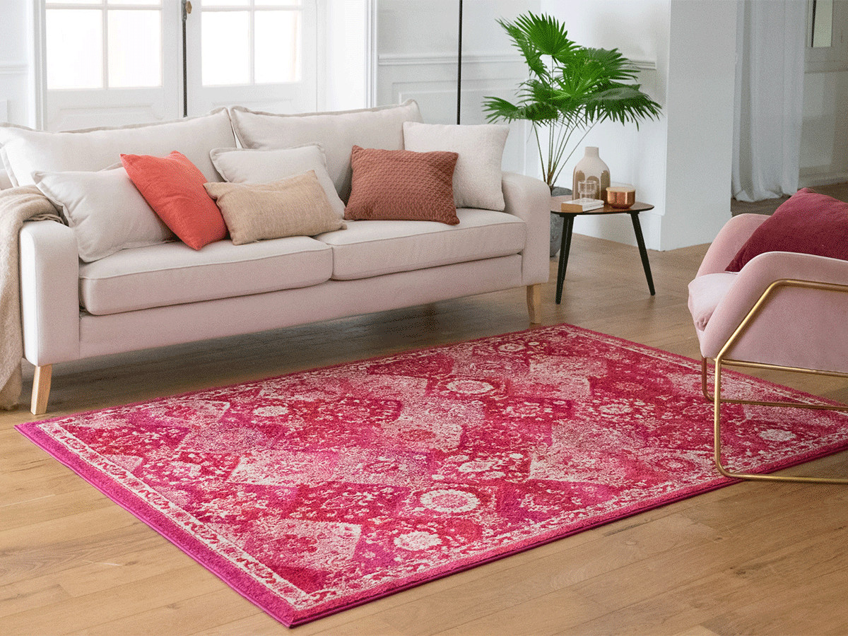 Tapis poils ras MIRA motif vintage