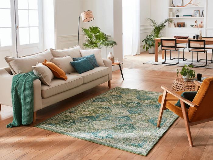 Tapis poils ras MIRA motif vintage