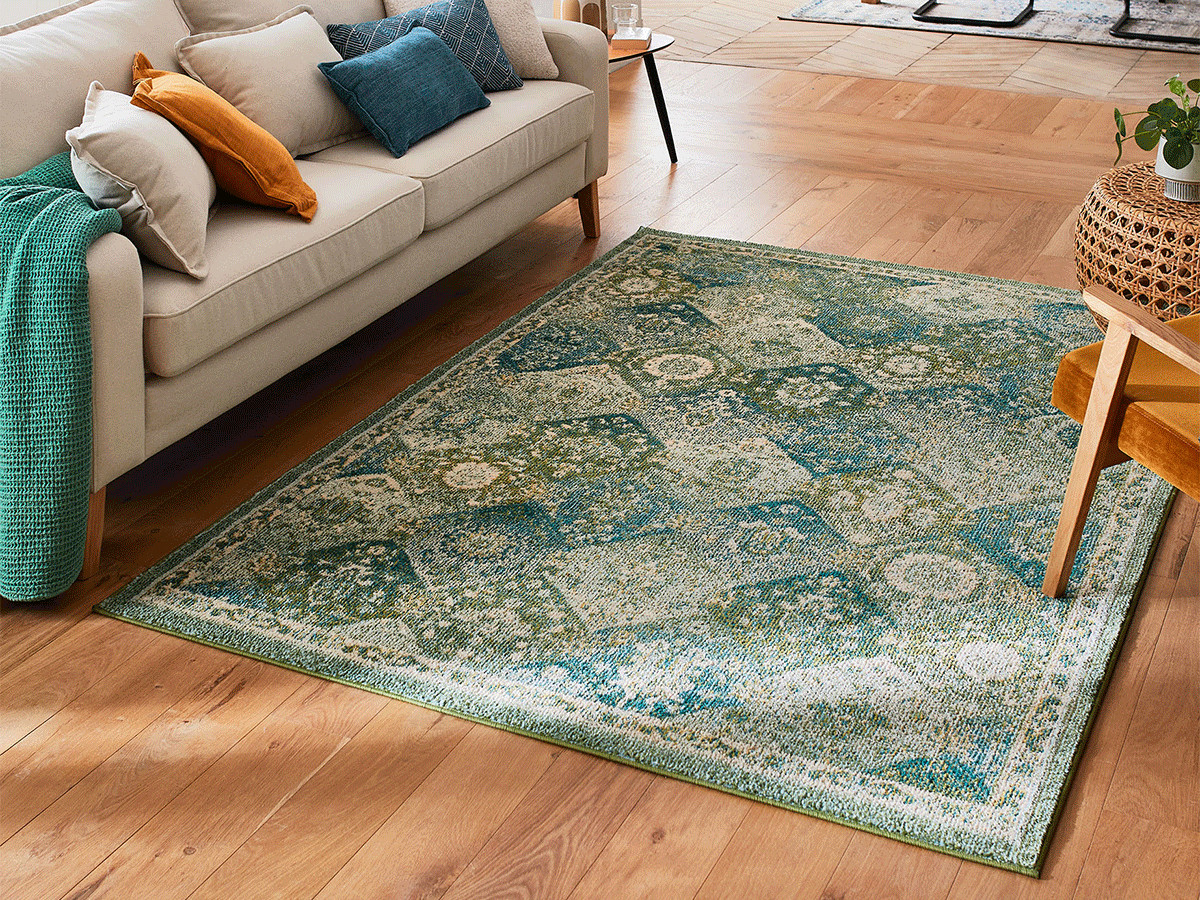 Tapis poils ras MIRA motif vintage