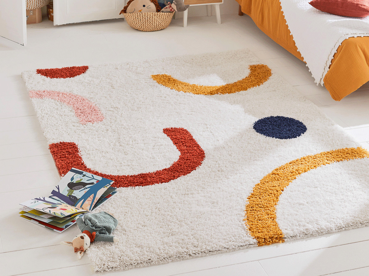 LOUNA shaggy vloerkleed met abstract patroon