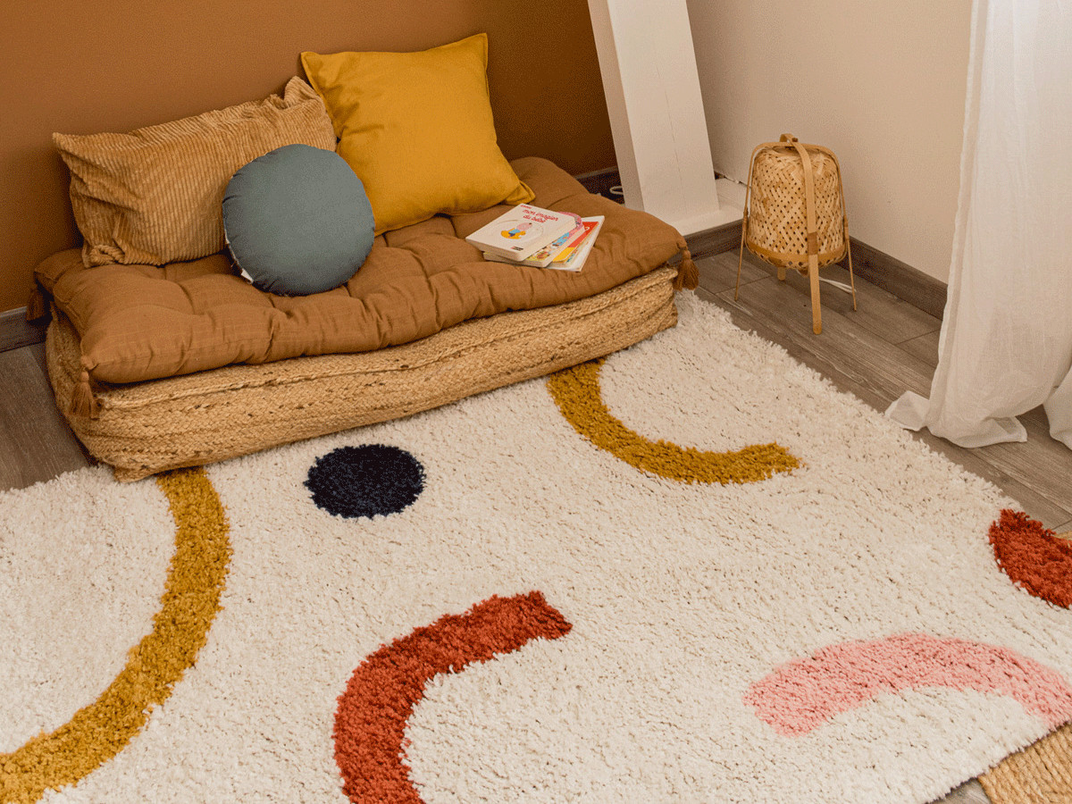 LOUNA shaggy vloerkleed met abstract patroon