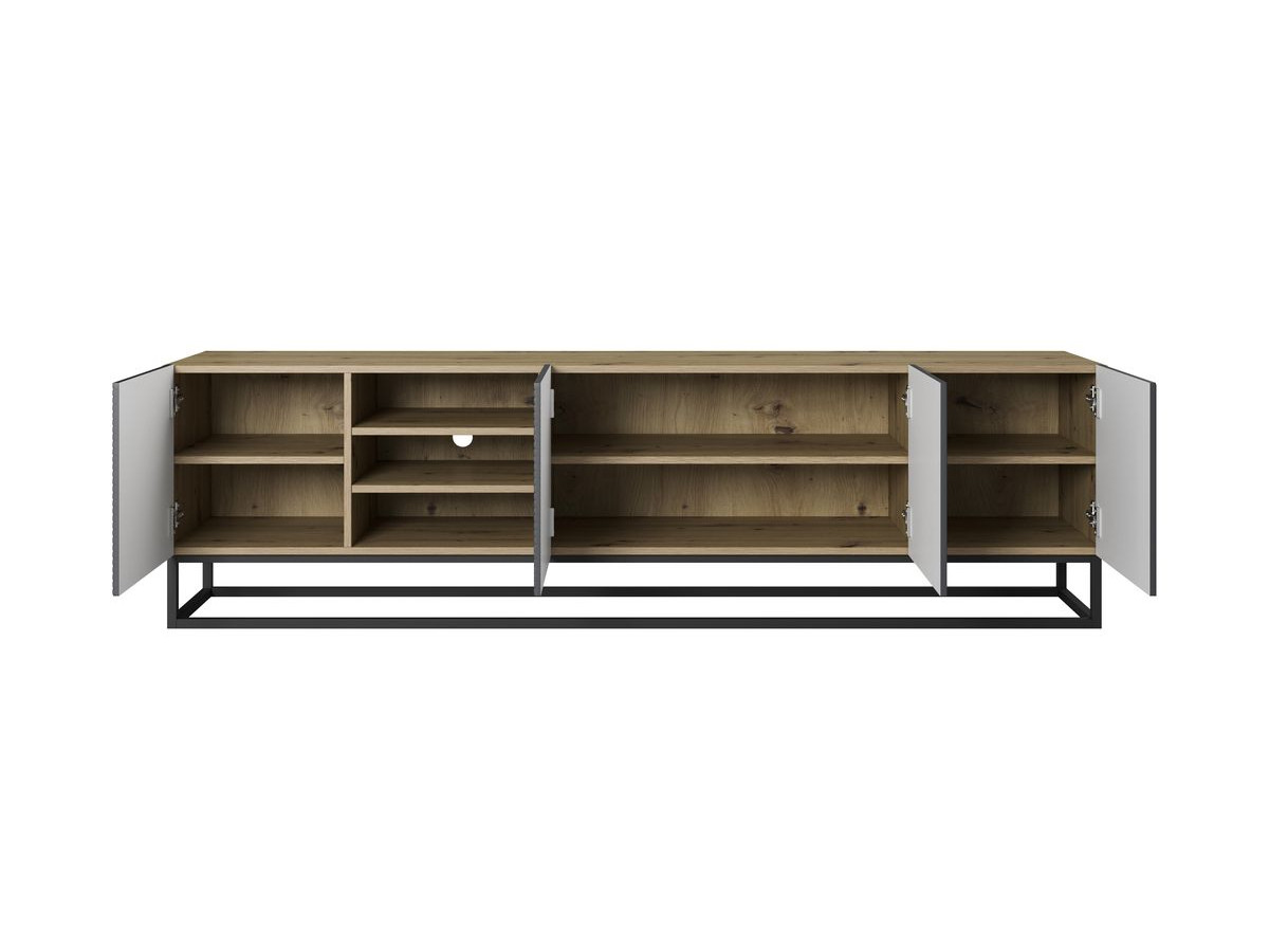 Ensemble ALICE avec Meuble TV avec niche 200 cm + Buffet 4 portes 200 cm pieds métal gris foncé — vue 6