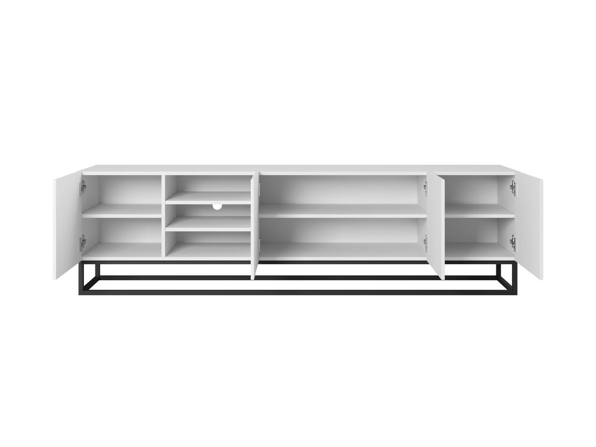 Ensemble ALICE avec Meuble TV avec niche 200 cm + Buffet 4 portes 200 cm pieds métal blanc — vue 5