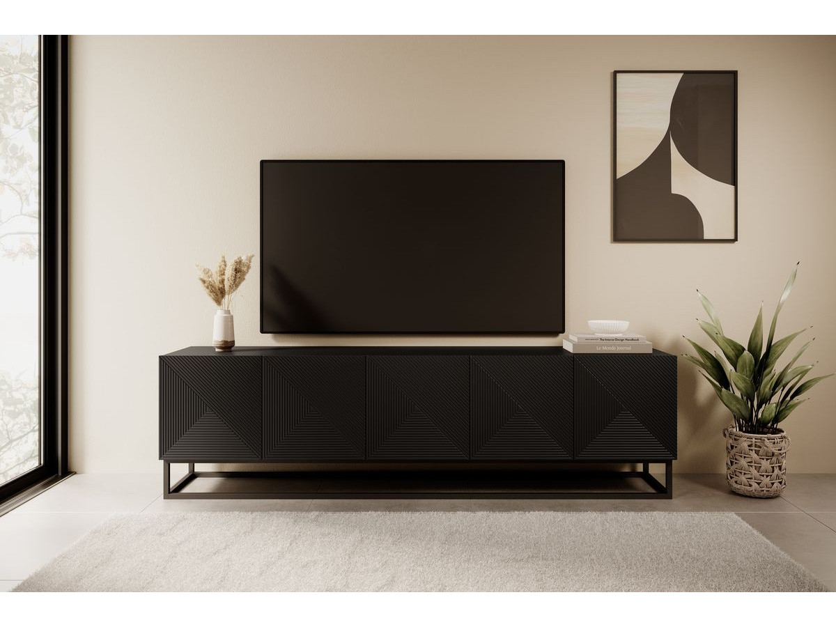 Ensemble ALICE avec Meuble TV 200 cm + Buffet 4 portes 200 cm pieds métal