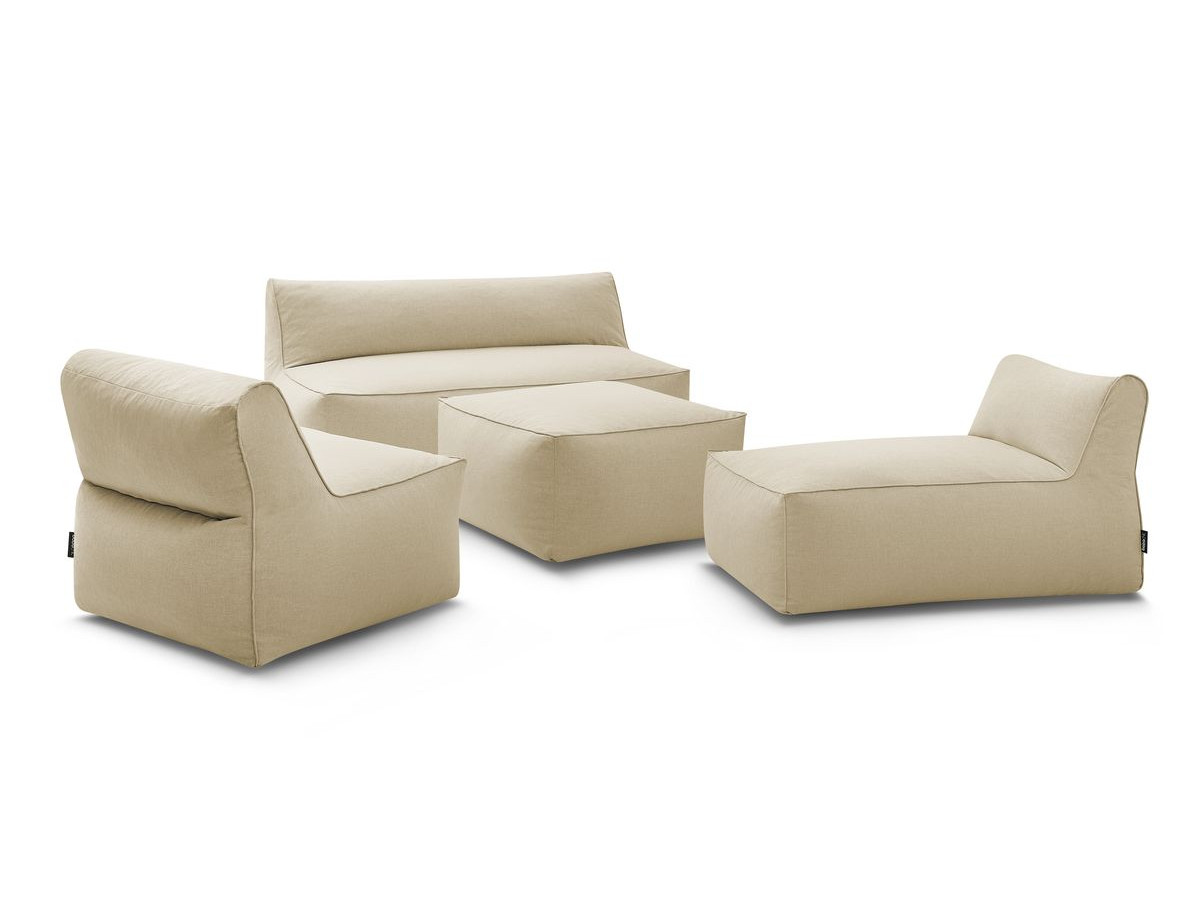 Canapé de jardin modulable RIVIERA avec 1 chauffeuse 1 place, 1 chauffeuse 2 places, 1 méridienne et 1 pouf
