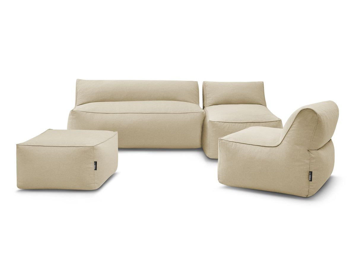 Canapé de jardin modulable RIVIERA avec 1 chauffeuse 1 place, 1 chauffeuse 2 places, 1 méridienne et 1 pouf