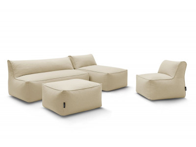 Canapé de jardin modulable RIVIERA avec 1 chauffeuse 1 place, 1 chauffeuse 2 places, 1 méridienne et 1 pouf