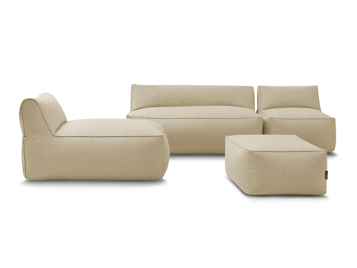 Canapé de jardin modulable RIVIERA avec 1 chauffeuse 1 place, 1 chauffeuse 2 places, 1 méridienne et 1 pouf