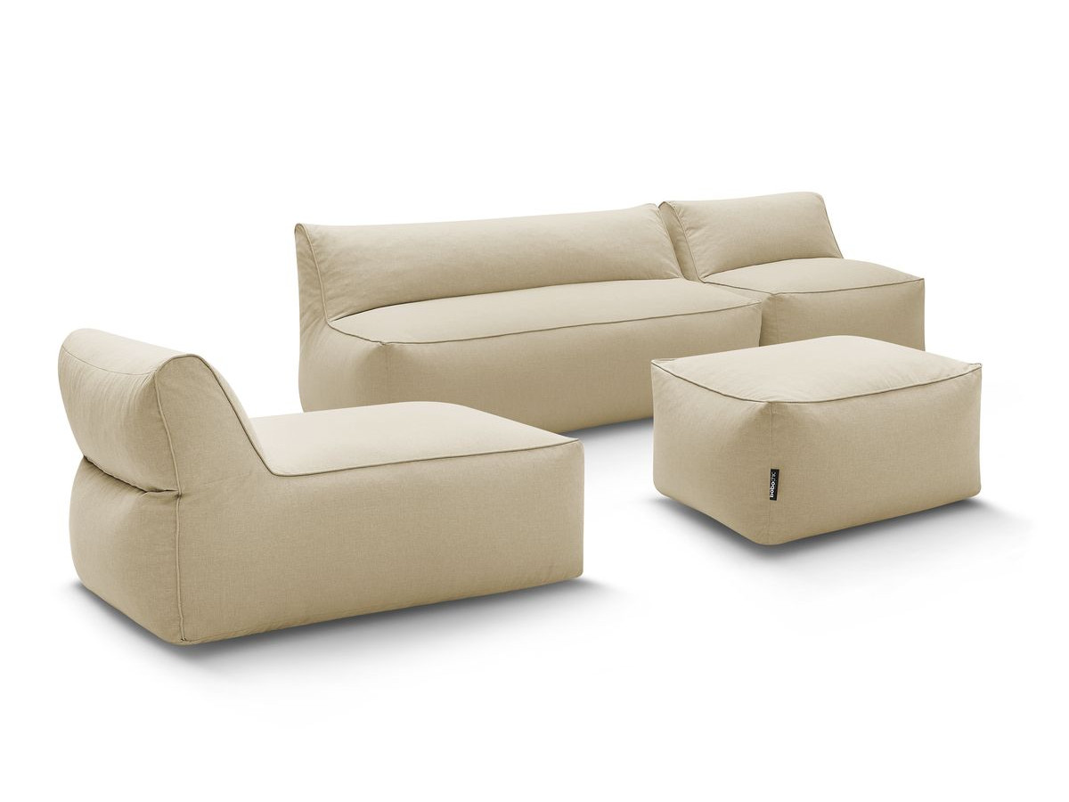 Canapé de jardin modulable RIVIERA avec 1 chauffeuse 1 place, 1 chauffeuse 2 places, 1 méridienne et 1 pouf
