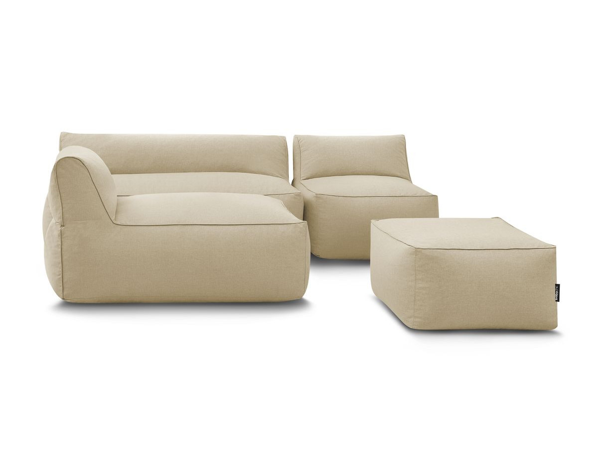 Canapé de jardin modulable RIVIERA avec 1 chauffeuse 1 place, 1 chauffeuse 2 places, 1 méridienne et 1 pouf