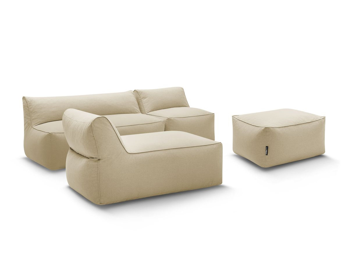 Canapé de jardin modulable RIVIERA avec 1 chauffeuse 1 place, 1 chauffeuse 2 places, 1 méridienne et 1 pouf