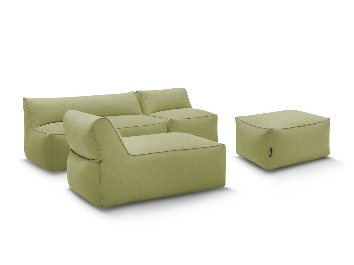 Canapé de jardin modulable RIVIERA avec 1 chauffeuse 1 place, 1 chauffeuse 2 places, 1 méridienne et 1 pouf