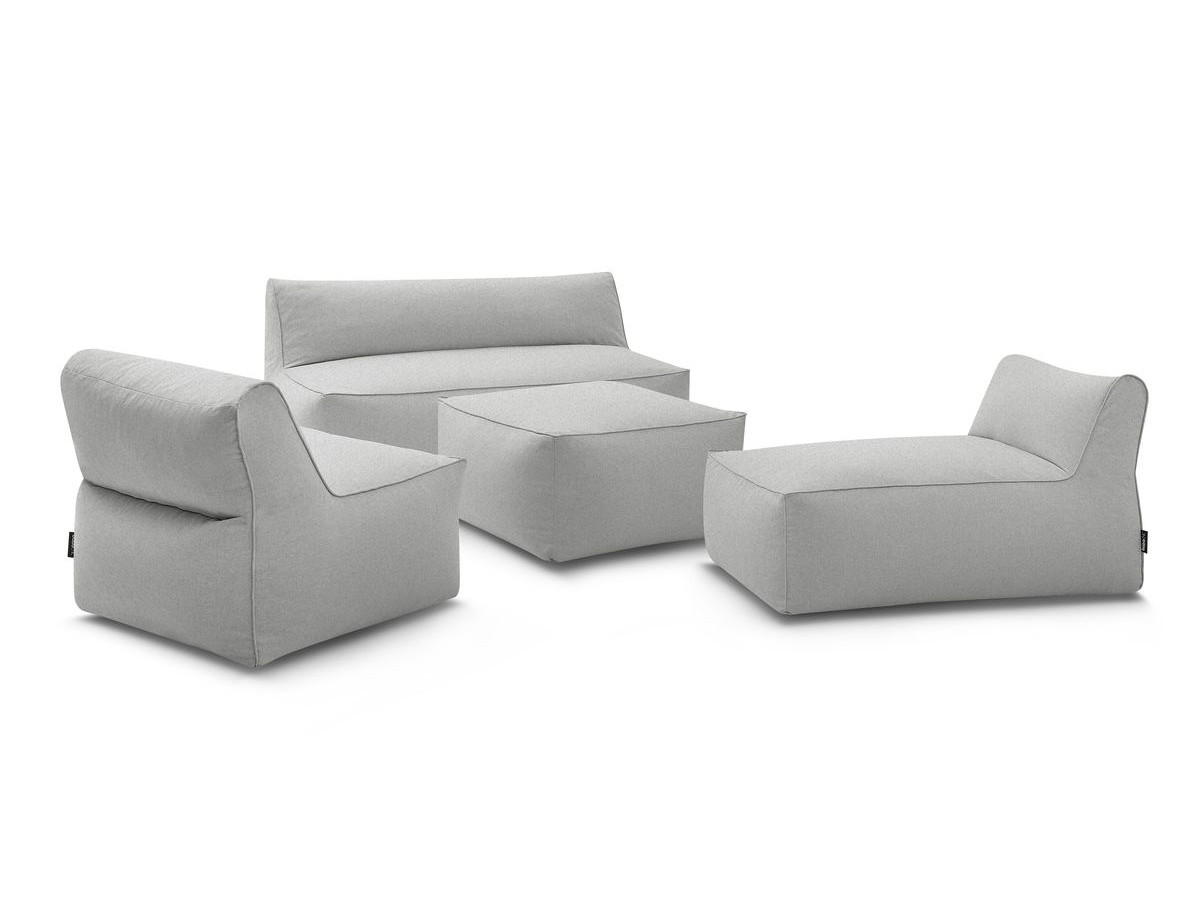 Canapé de jardin modulable RIVIERA avec 1 chauffeuse 1 place, 1 chauffeuse 2 places, 1 méridienne et 1 pouf