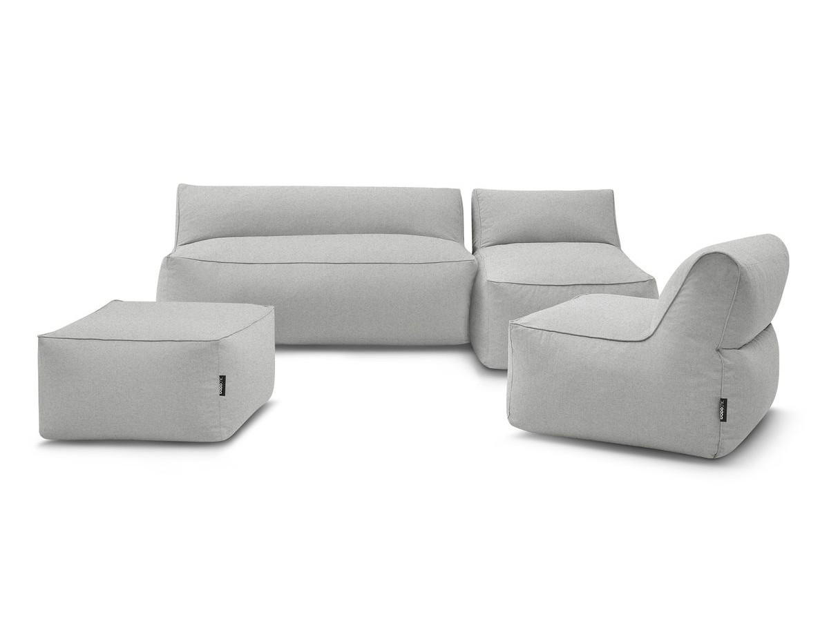 Canapé de jardin modulable RIVIERA avec 1 chauffeuse 1 place, 1 chauffeuse 2 places, 1 méridienne et 1 pouf