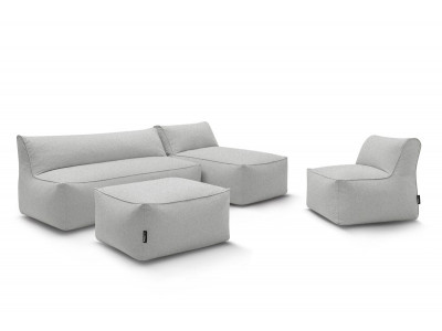 Canapé de jardin modulable RIVIERA avec 1 chauffeuse 1 place, 1 chauffeuse 2 places, 1 méridienne et 1 pouf