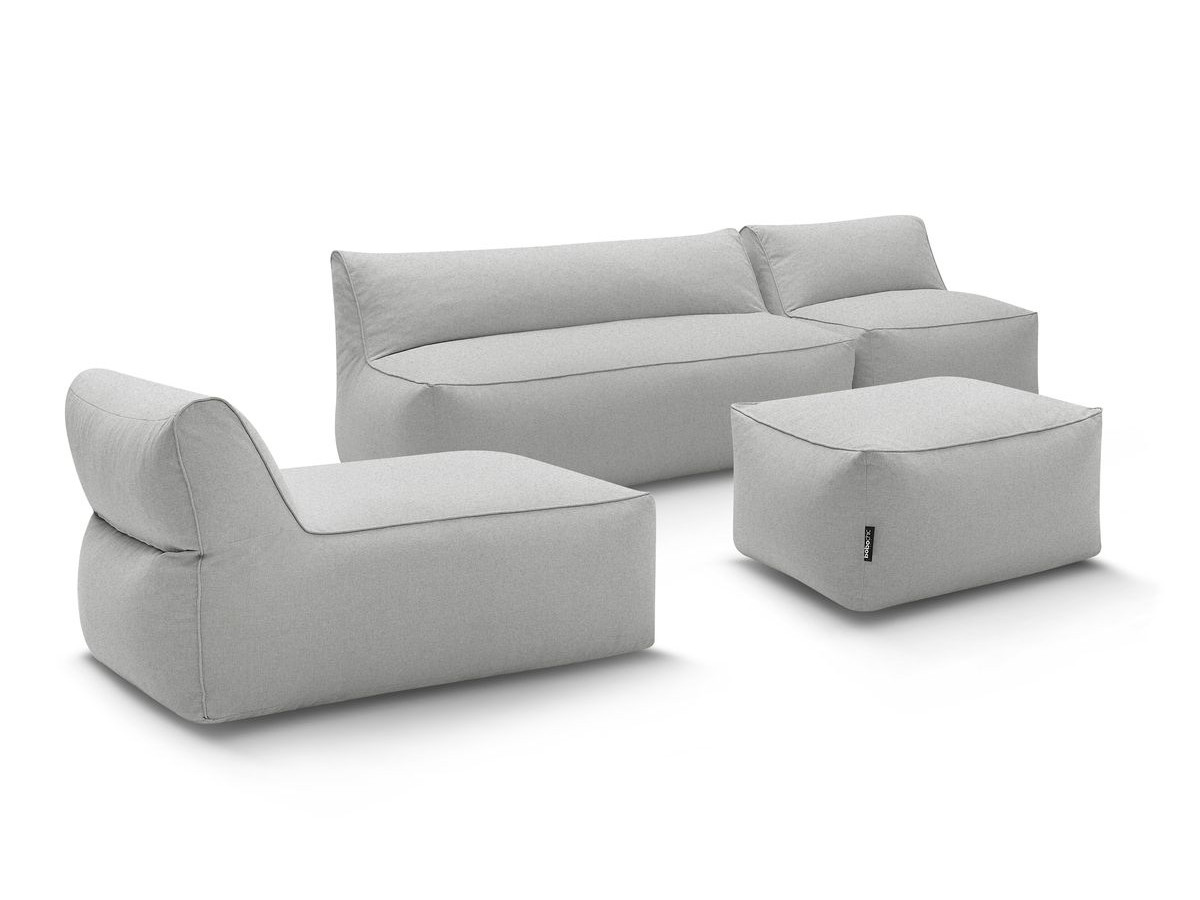 Canapé de jardin modulable RIVIERA avec 1 chauffeuse 1 place, 1 chauffeuse 2 places, 1 méridienne et 1 pouf