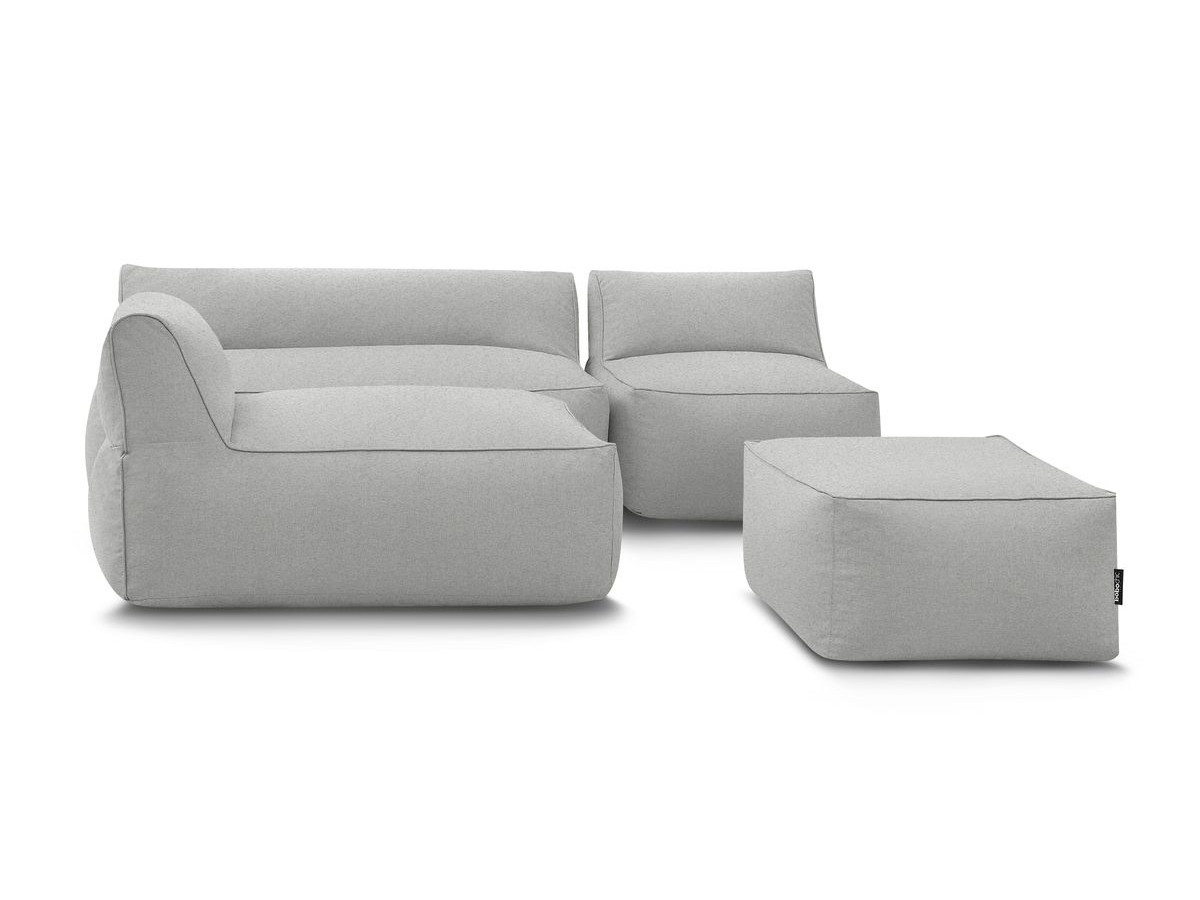 Canapé de jardin modulable RIVIERA avec 1 chauffeuse 1 place, 1 chauffeuse 2 places, 1 méridienne et 1 pouf
