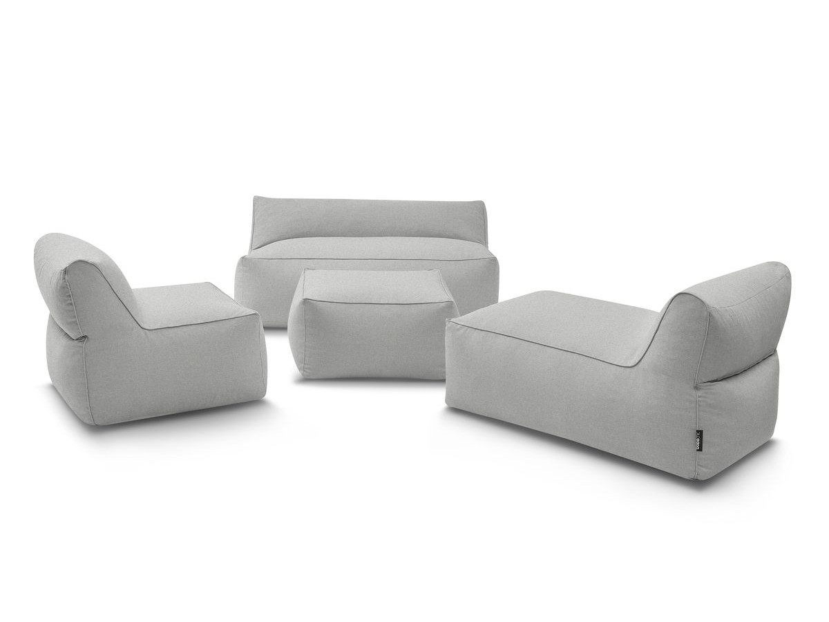 Canapé de jardin modulable RIVIERA avec 1 chauffeuse 1 place, 1 chauffeuse 2 places, 1 méridienne et 1 pouf