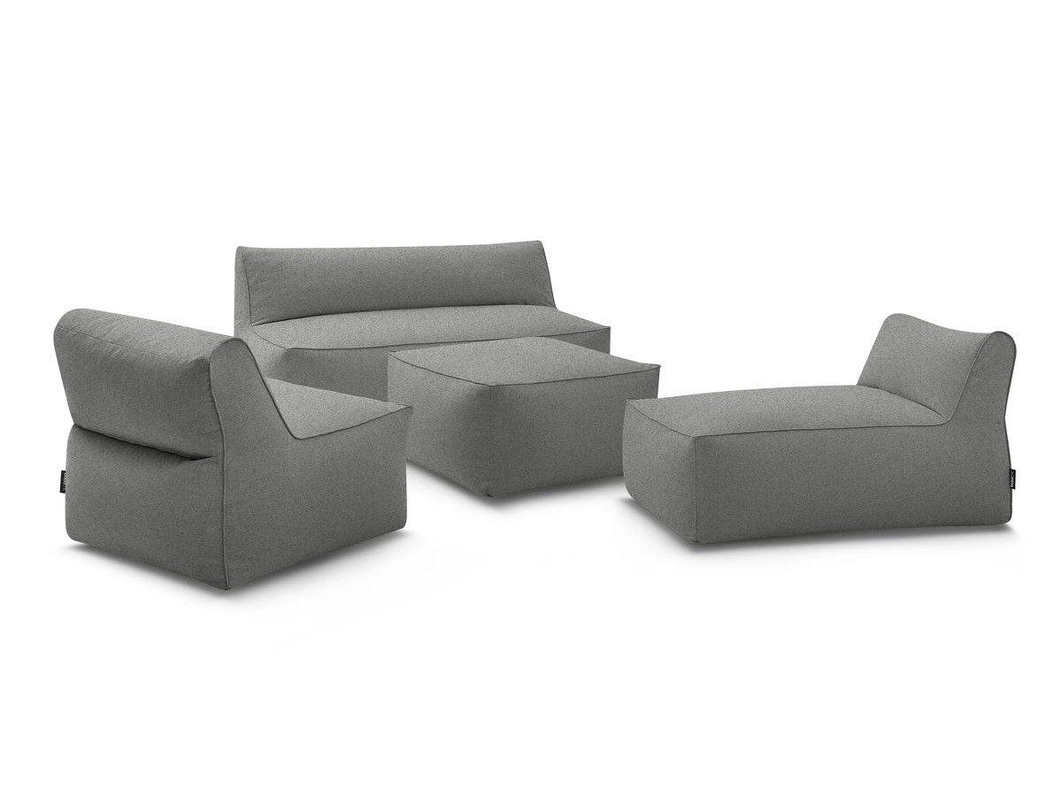 Canapé de jardin modulable RIVIERA avec 1 chauffeuse 1 place, 1 chauffeuse 2 places, 1 méridienne et 1 pouf