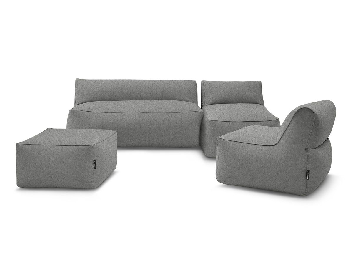 Canapé de jardin modulable RIVIERA avec 1 chauffeuse 1 place, 1 chauffeuse 2 places, 1 méridienne et 1 pouf