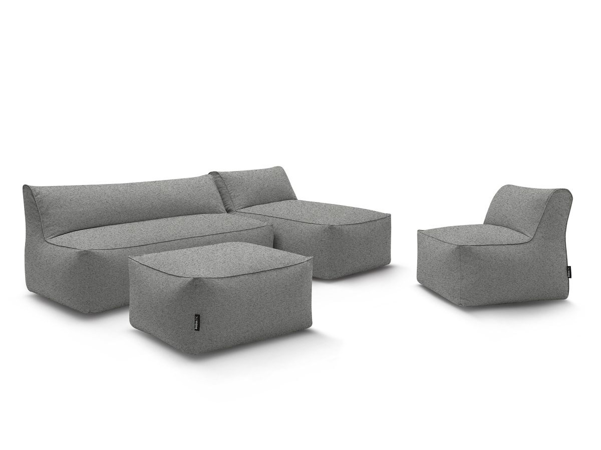 Canapé de jardin modulable RIVIERA avec 1 chauffeuse 1 place, 1 chauffeuse 2 places, 1 méridienne et 1 pouf gris foncé   BOBOCHIC