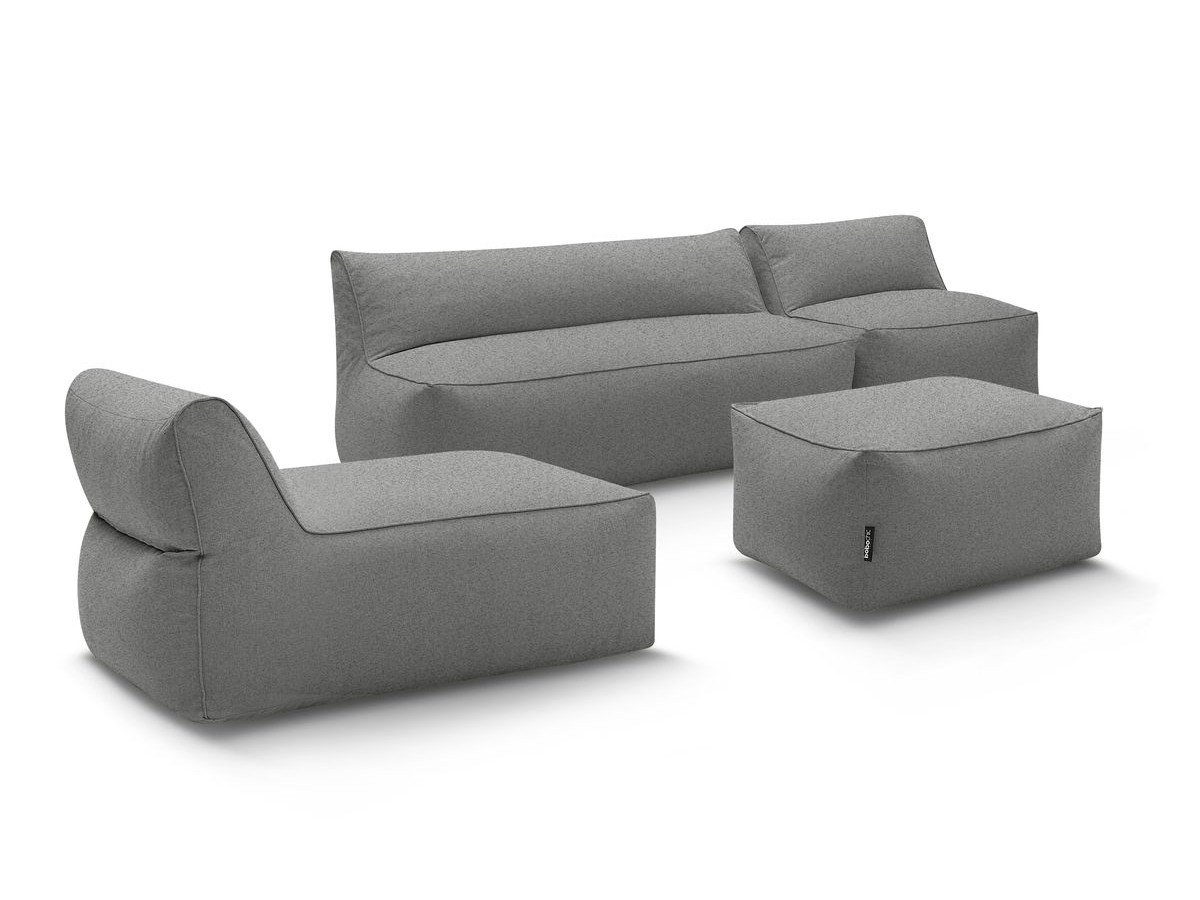 Canapé de jardin modulable RIVIERA avec 1 chauffeuse 1 place, 1 chauffeuse 2 places, 1 méridienne et 1 pouf