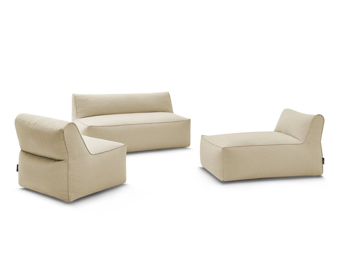 Modulaire tuinbank RIVIERA met 1 eenpersoonsbank, 1 tweepersoonsbank en 1 chaise longue