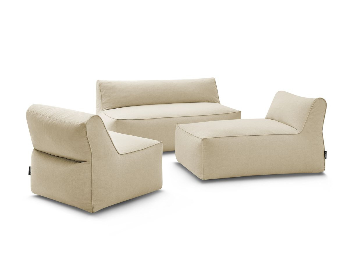 Modulaire tuinbank RIVIERA met 1 eenpersoonsbank, 1 tweepersoonsbank en 1 chaise longue