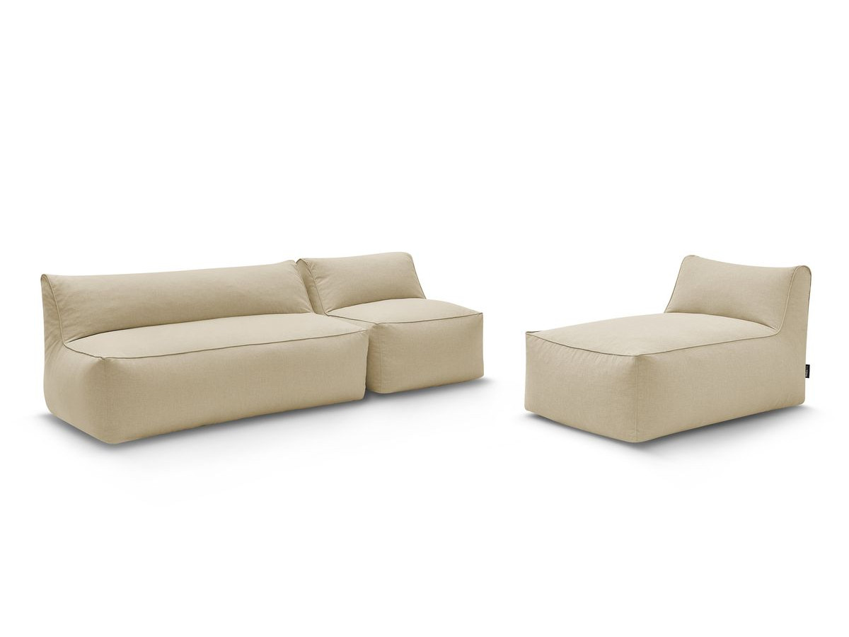Modulaire tuinbank RIVIERA met 1 eenpersoonsbank, 1 tweepersoonsbank en 1 chaise longue