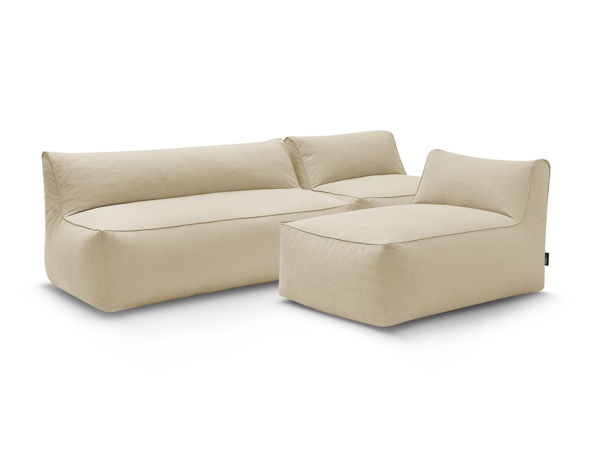 Modulaire tuinbank RIVIERA met 1 eenpersoonsbank, 1 tweepersoonsbank en 1 chaise longue