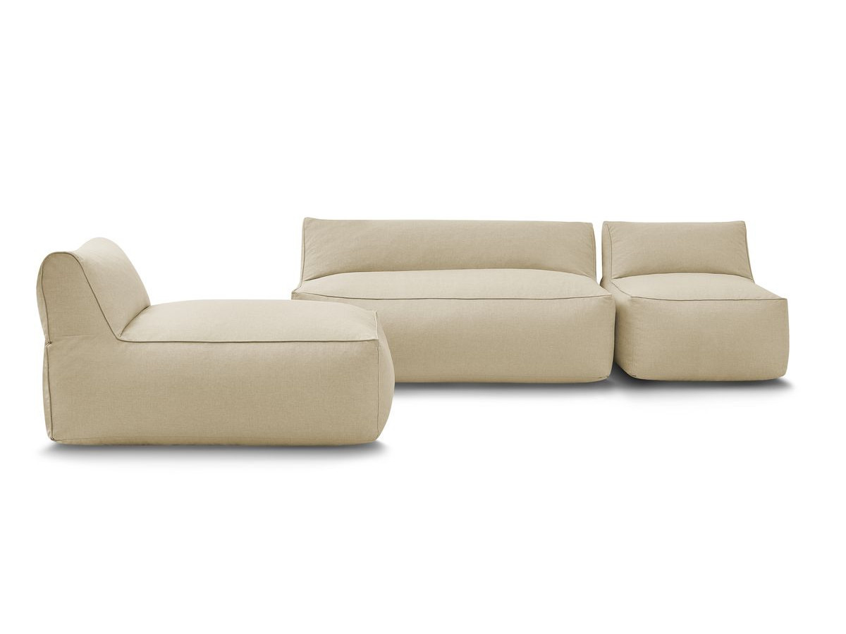 Modulaire tuinbank RIVIERA met 1 eenpersoonsbank, 1 tweepersoonsbank en 1 chaise longue