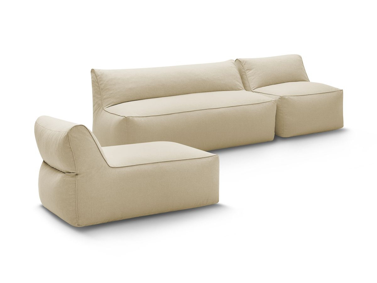 Modulaire tuinbank RIVIERA met 1 eenpersoonsbank, 1 tweepersoonsbank en 1 chaise longue