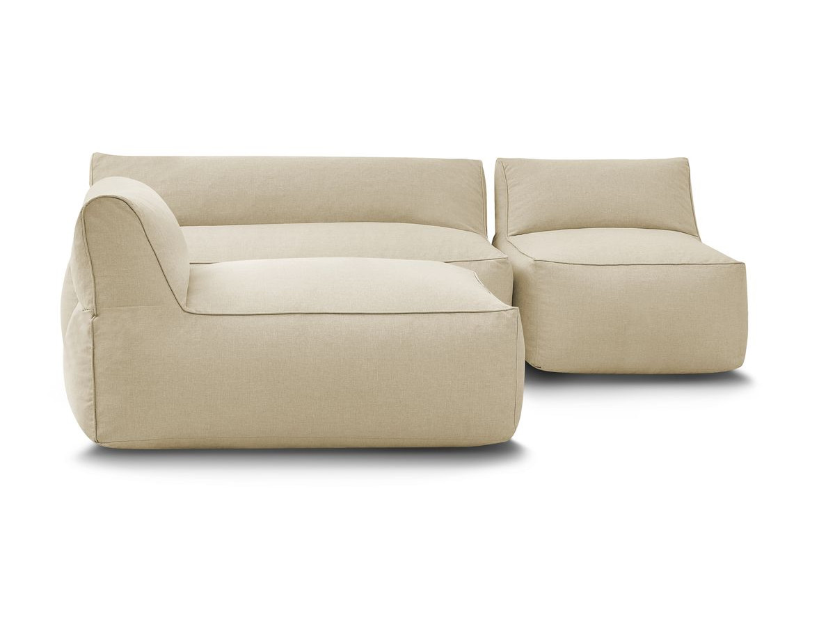 Modulaire tuinbank RIVIERA met 1 eenpersoonsbank, 1 tweepersoonsbank en 1 chaise longue