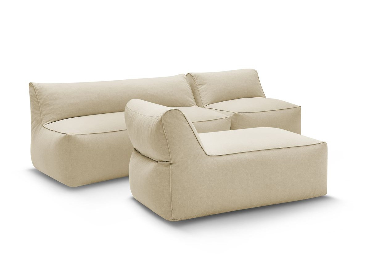 Modulaire tuinbank RIVIERA met 1 eenpersoonsbank, 1 tweepersoonsbank en 1 chaise longue