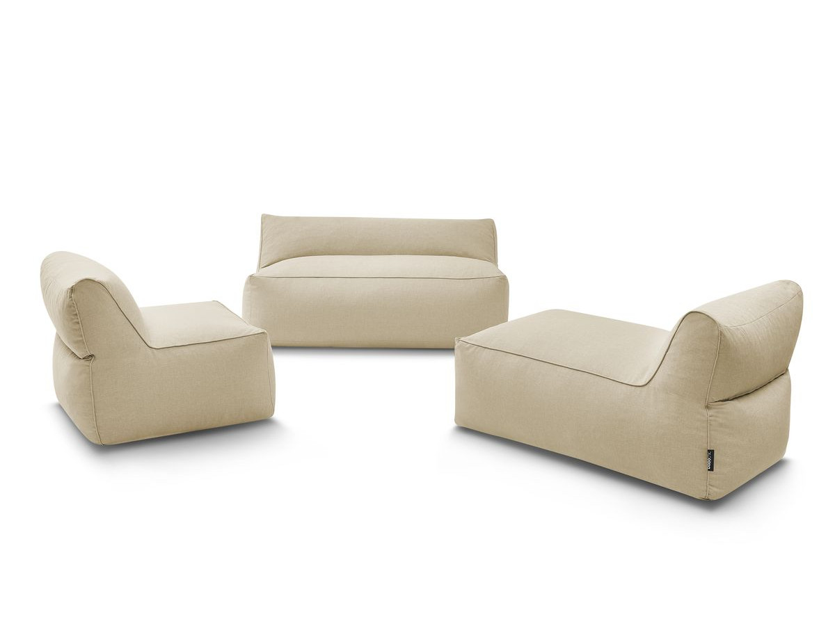 Modulaire tuinbank RIVIERA met 1 eenpersoonsbank, 1 tweepersoonsbank en 1 chaise longue