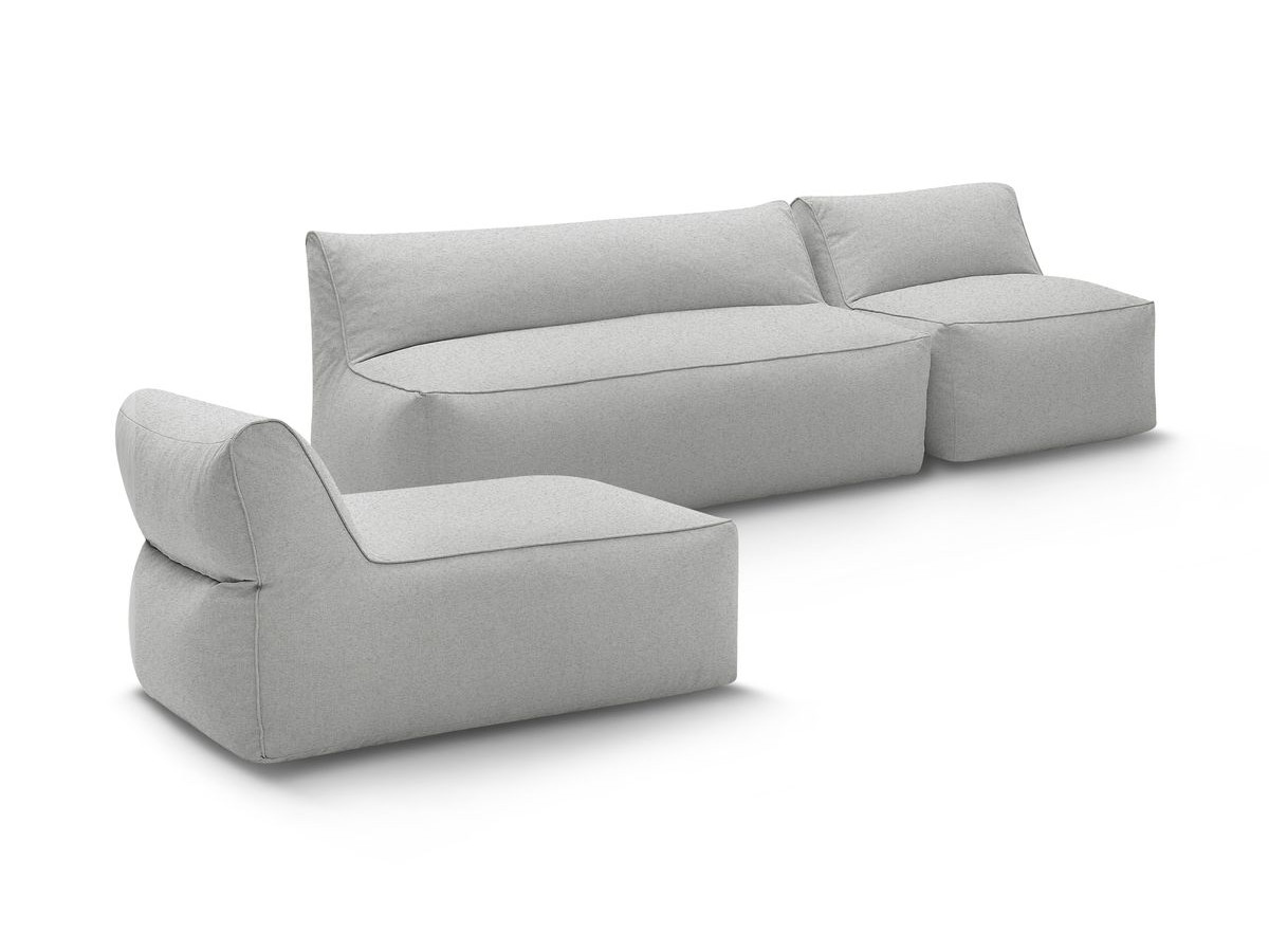 Canapé de jardin modulable RIVIERA avec 1 chauffeuse 1 place, 1 chauffeuse 2 places et 1 méridienne